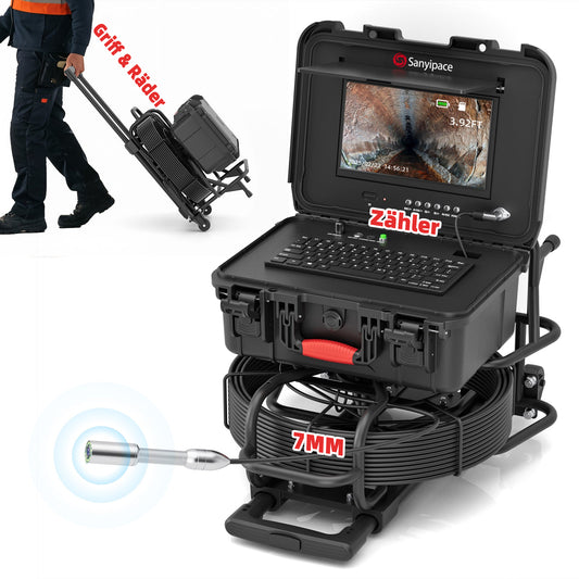 Kamera Kanal mit Leichtgängigem Zuggriff und Rädern, Rohrkamera Kanalkamera 10-Zoll Bildschirm | S510DSRKM