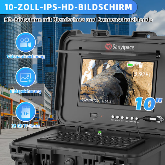 Kamera Kanal mit Leichtgängigem Zuggriff und Rädern, Rohrkamera Kanalkamera 10-Zoll Bildschirm | S510DSRKM