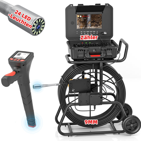 Telecamera per fognatura con 24 luci a LED Telecamera per scarichi super luminosa con bobine da 9 mm | S830ASMKT
