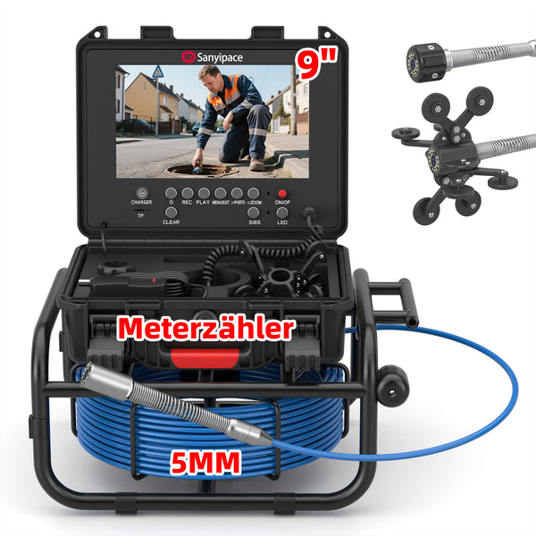 Kanalkamera mit Meterzähler, Rohrkamera Abflusskamera 9-Zoll- Bildschirm | S8951DM