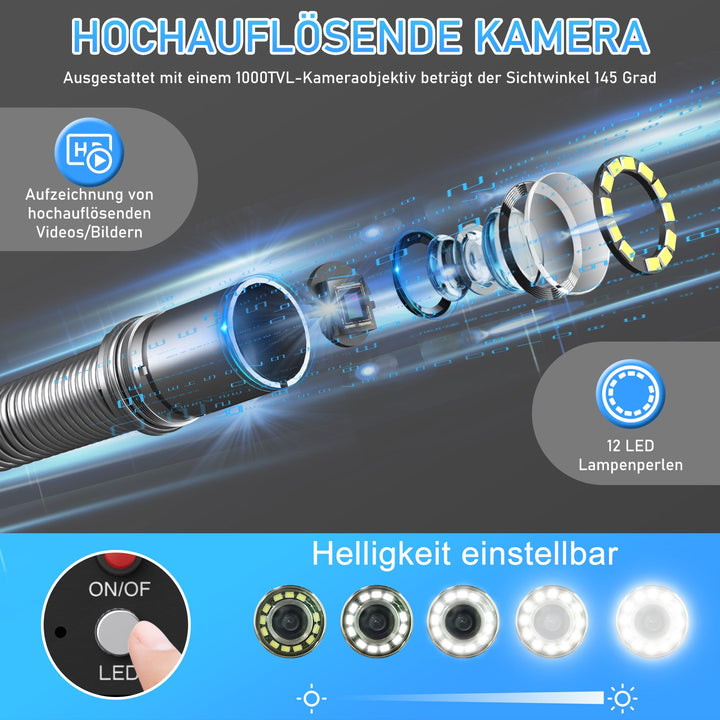 9-Zoll-Weichkabel-Kanalisationskamera mit Meterzähler | S8951DM