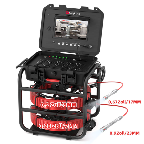 Kanalkamera mit 9-Zoll Bildschirm, Rohrkamera Kamera Kanal Doppelkamera und Doppelspulen  | S820TSMKTR