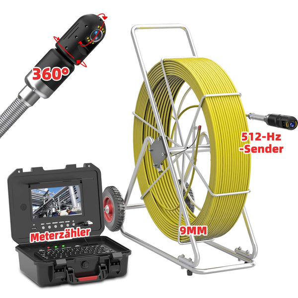 Rohrkamera 360° Drehbare mit Große Reichweite 80M-160M, Kanalkamera Rohrinspektionskamera | U88360 (Vorverkauf: Versand Innerhalb Einer Woche)