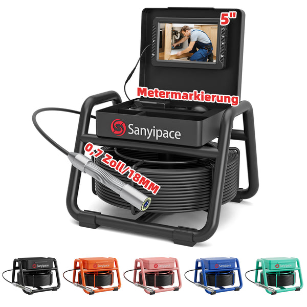 Kanalkamera mit Metermarkierung und Mehrfarbigen Optionen, Rohrkamera mit 5-Zoll-Bildschirm | S5517DC